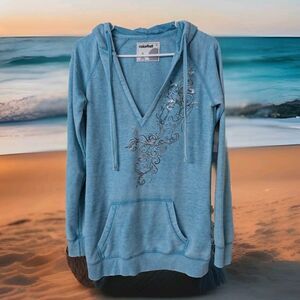 Colorfast Turquoise Hoodie Graphic Design  Women's Size XL Fits Like  Medium